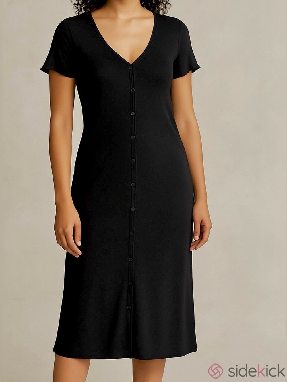 Ekouaer Black SZ XS Boho Chic Classic Minimalist Casual Button Down Soft Dress